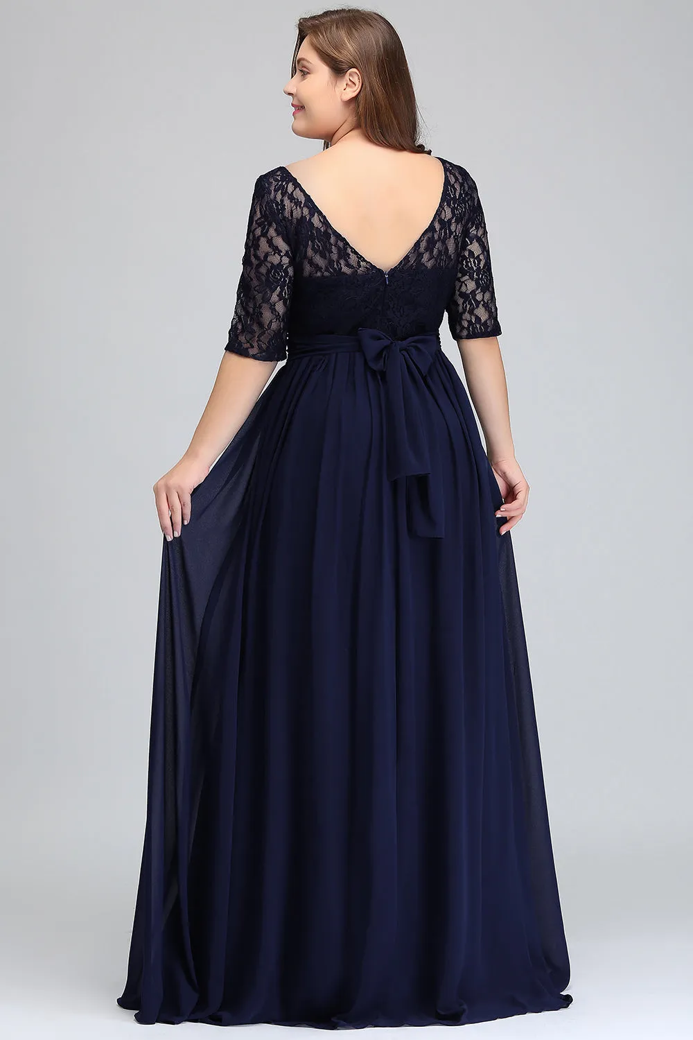 Floor Length Lace Plus Size Bridesmaid Dress