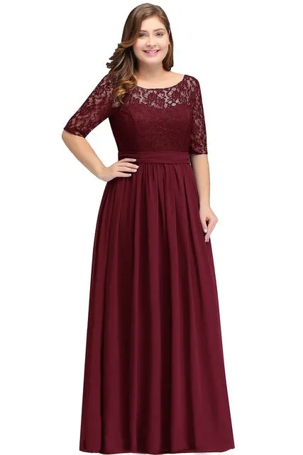 Floor Length Lace Plus Size Bridesmaid Dress
