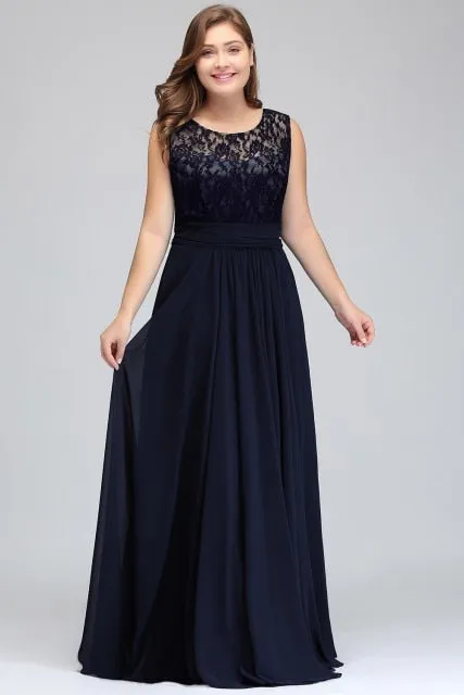 Floor Length Lace Plus Size Bridesmaid Dress
