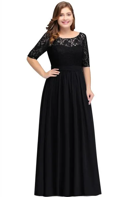 Floor Length Lace Plus Size Bridesmaid Dress