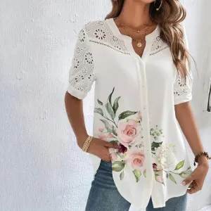 Florence – Casual Lace Short Sleeve Holiday Blouse