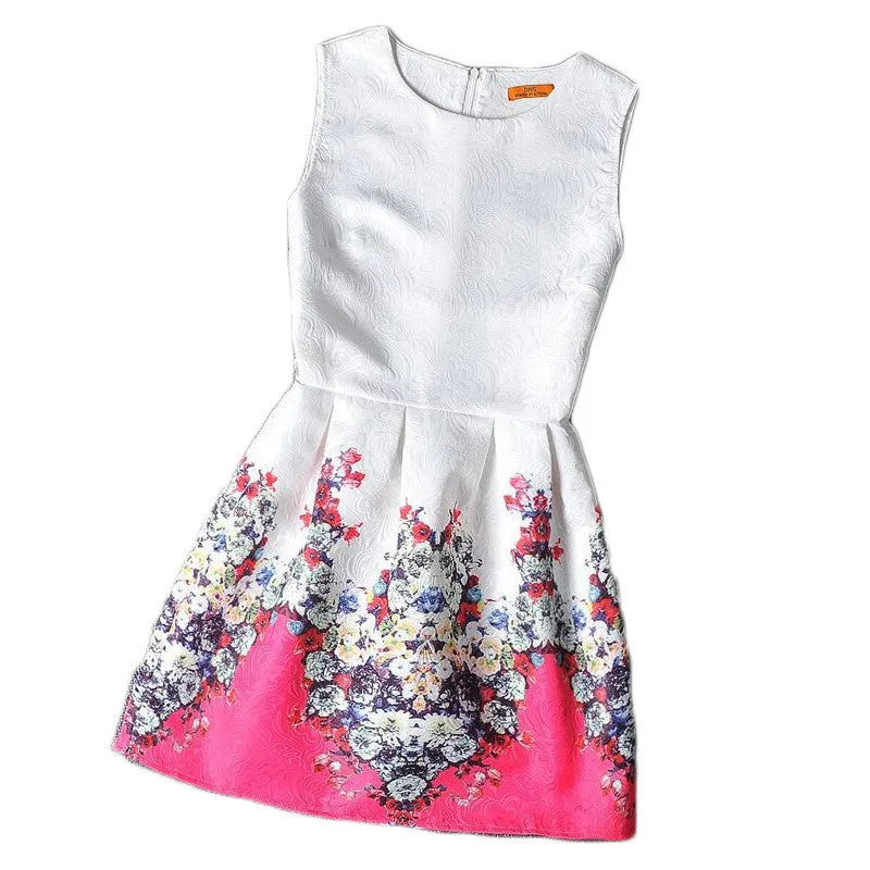 Flower Girls Dresses Summer Floral Print Sleeveless Kids Dresses for Girls Clothes Party Princess Dress Children 6-12Y