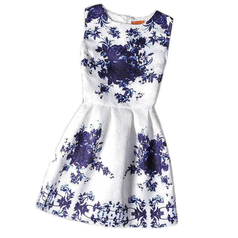 Flower Girls Dresses Summer Floral Print Sleeveless Kids Dresses for Girls Clothes Party Princess Dress Children 6-12Y