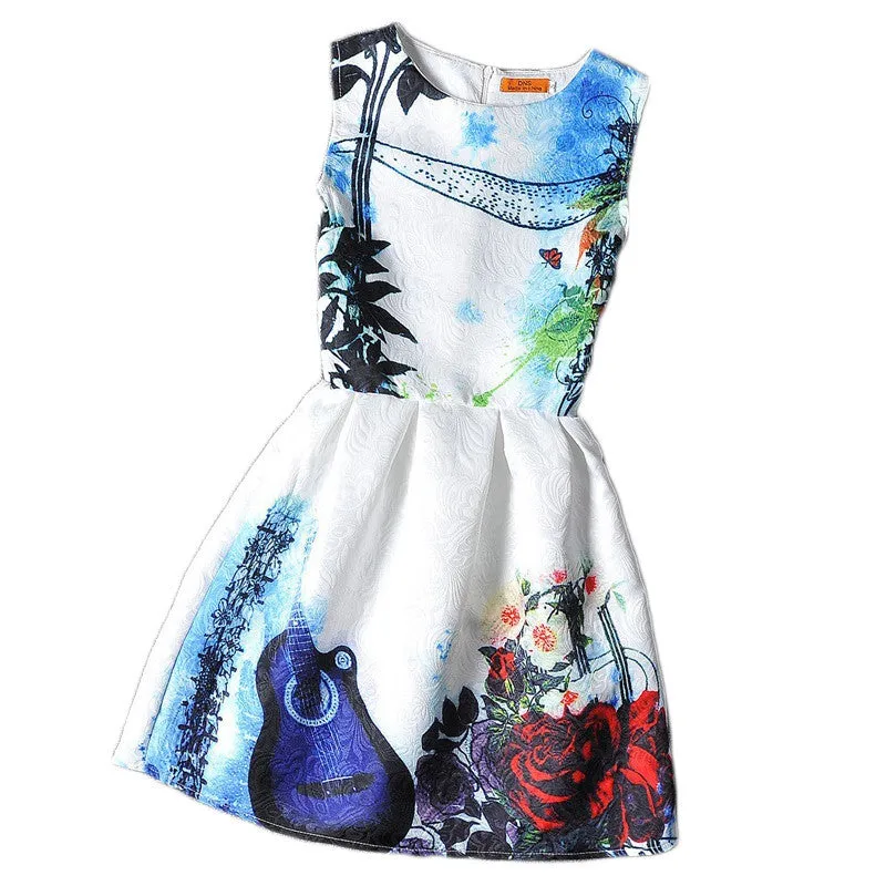 Flower Girls Dresses Summer Floral Print Sleeveless Kids Dresses for Girls Clothes Party Princess Dress Children 6-12Y