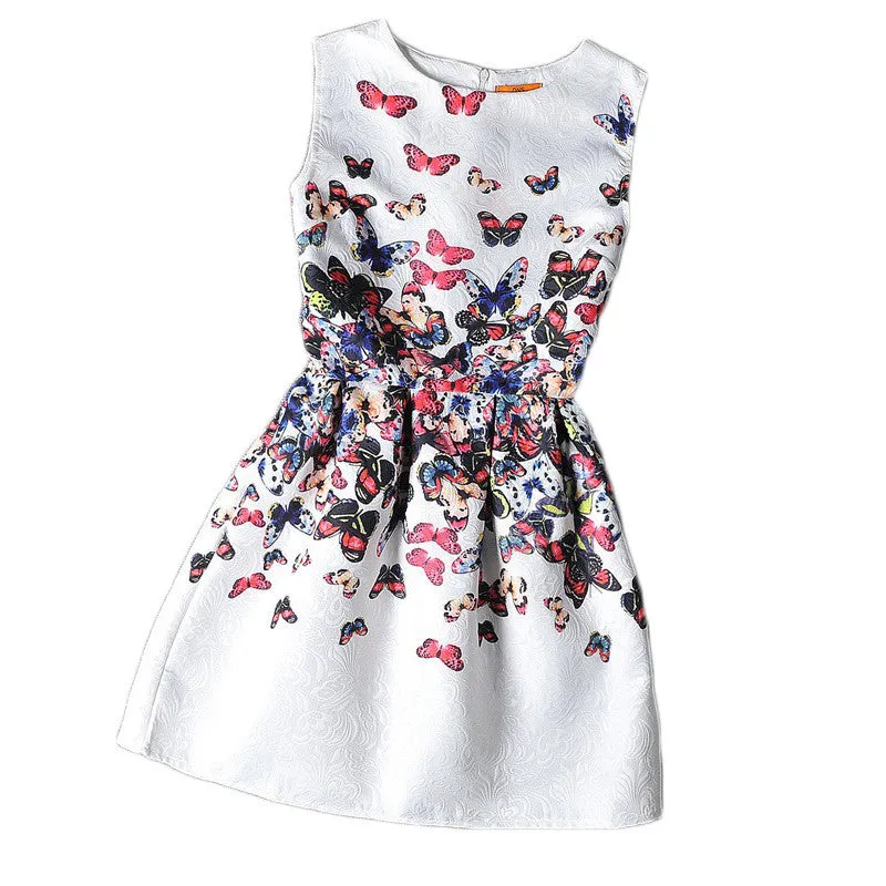 Flower Girls Dresses Summer Floral Print Sleeveless Kids Dresses for Girls Clothes Party Princess Dress Children 6-12Y