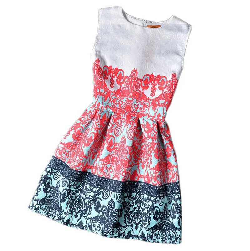 Flower Girls Dresses Summer Floral Print Sleeveless Kids Dresses for Girls Clothes Party Princess Dress Children 6-12Y