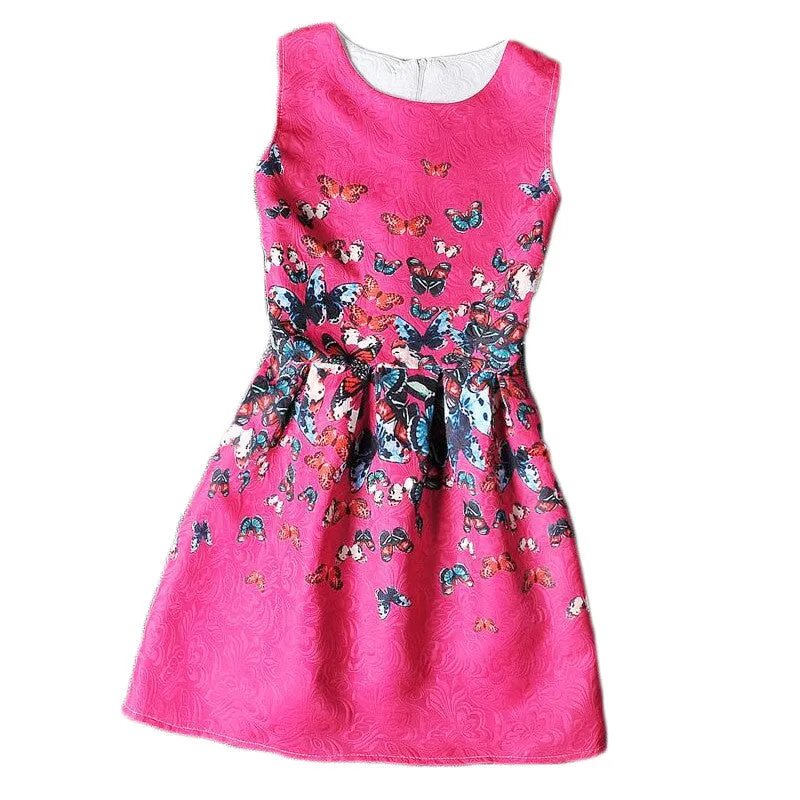 Flower Girls Dresses Summer Floral Print Sleeveless Kids Dresses for Girls Clothes Party Princess Dress Children 6-12Y