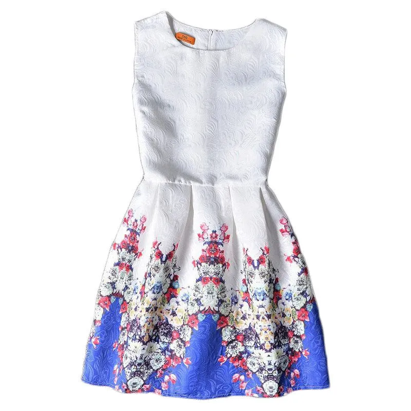 Flower Girls Dresses Summer Floral Print Sleeveless Kids Dresses for Girls Clothes Party Princess Dress Children 6-12Y