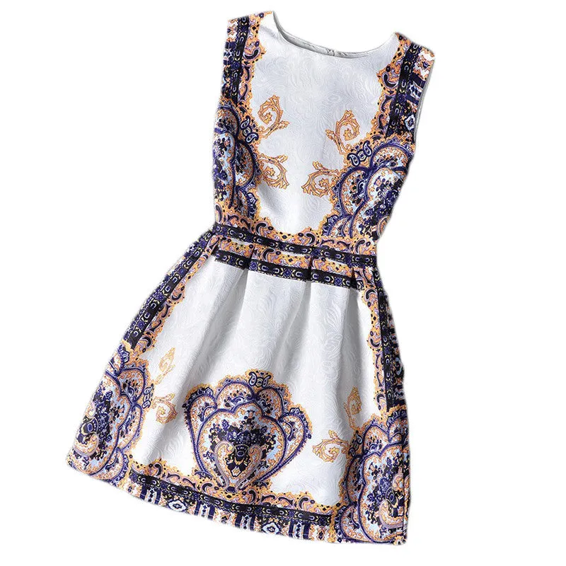 Flower Girls Dresses Summer Floral Print Sleeveless Kids Dresses for Girls Clothes Party Princess Dress Children 6-12Y