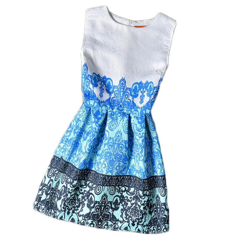 Flower Girls Dresses Summer Floral Print Sleeveless Kids Dresses for Girls Clothes Party Princess Dress Children 6-12Y