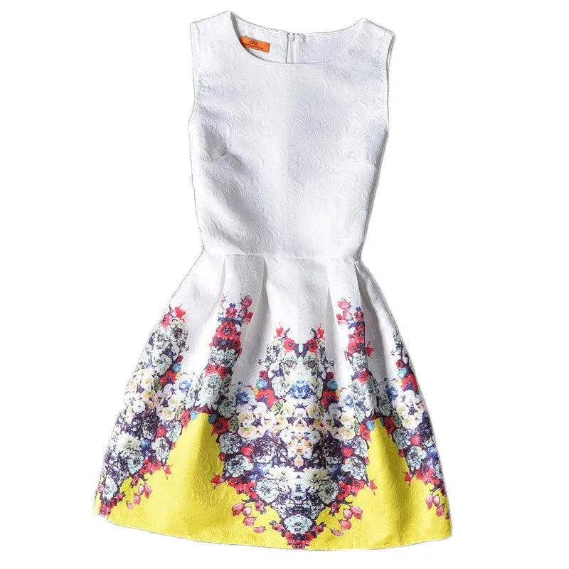 Flower Girls Dresses Summer Floral Print Sleeveless Kids Dresses for Girls Clothes Party Princess Dress Children 6-12Y