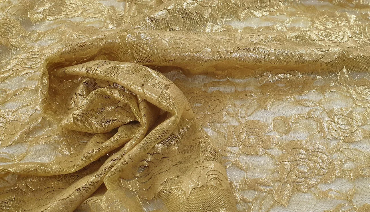 Foil Stretch Lace Gold