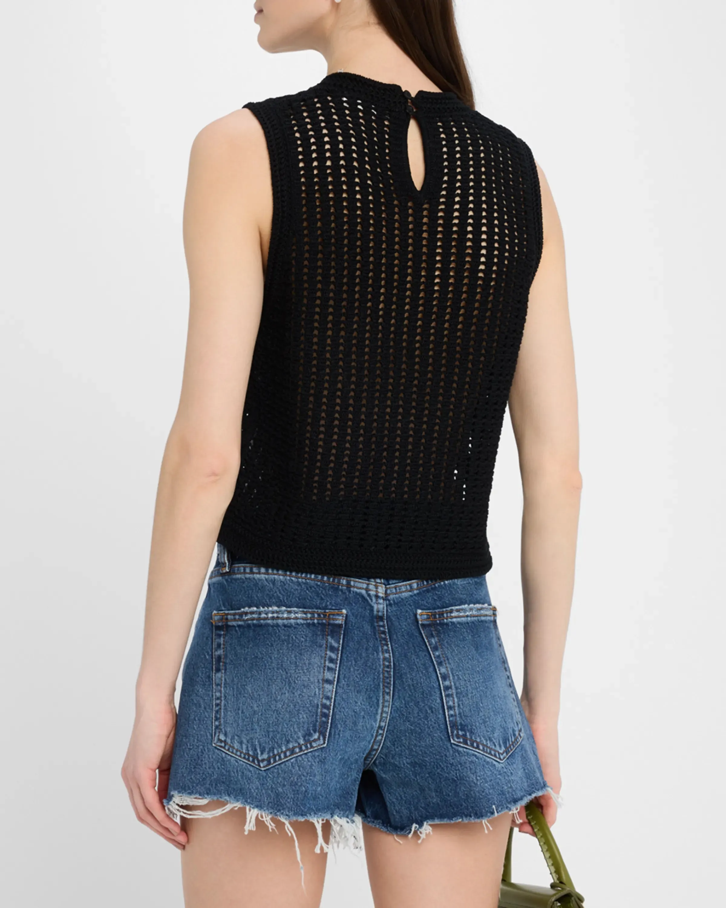 Frws25 Black Crochet Tank