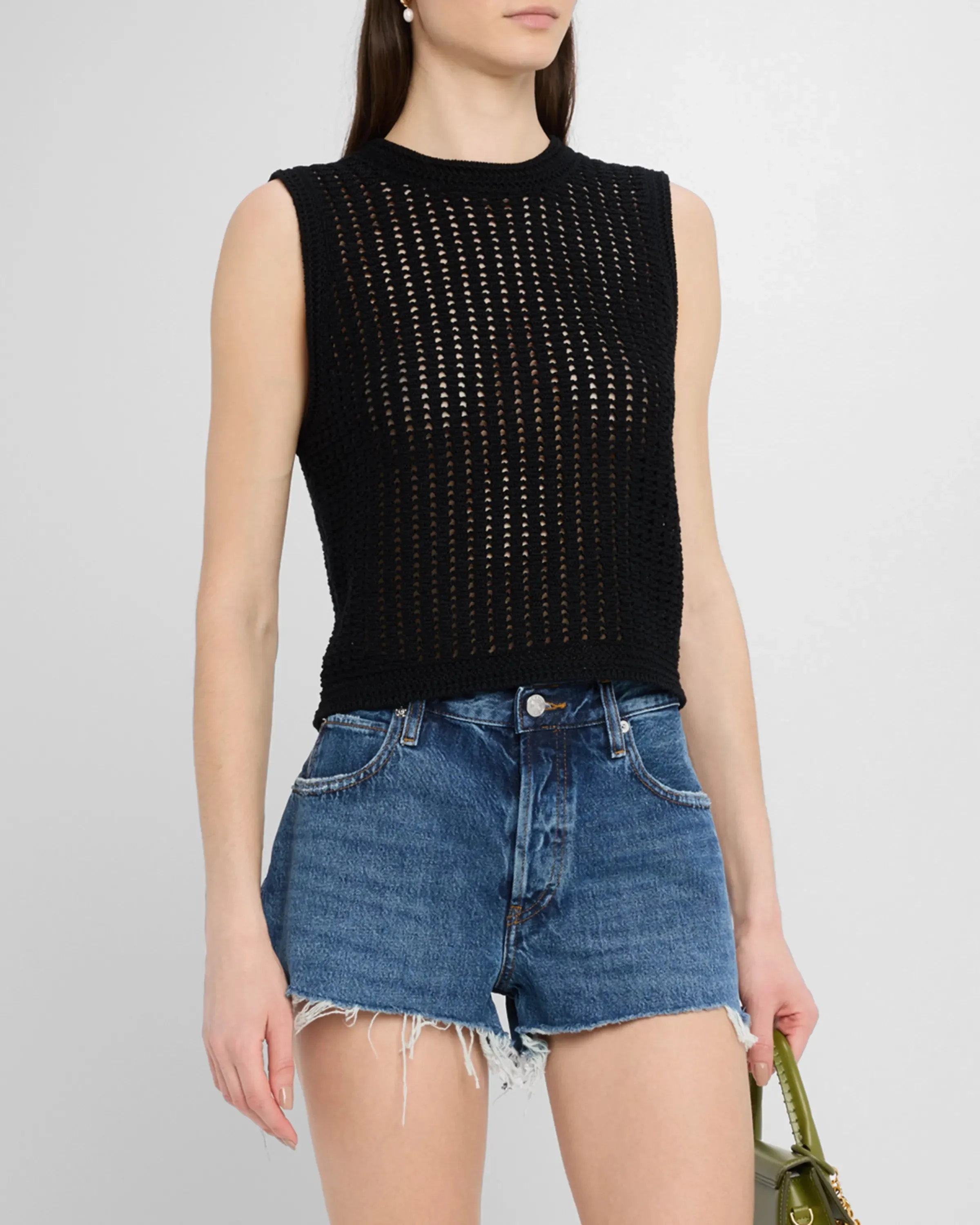 Frws25 Black Crochet Tank