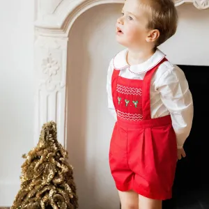 George Festive Dungaree & Shirt Set for Boys | Holiday Red