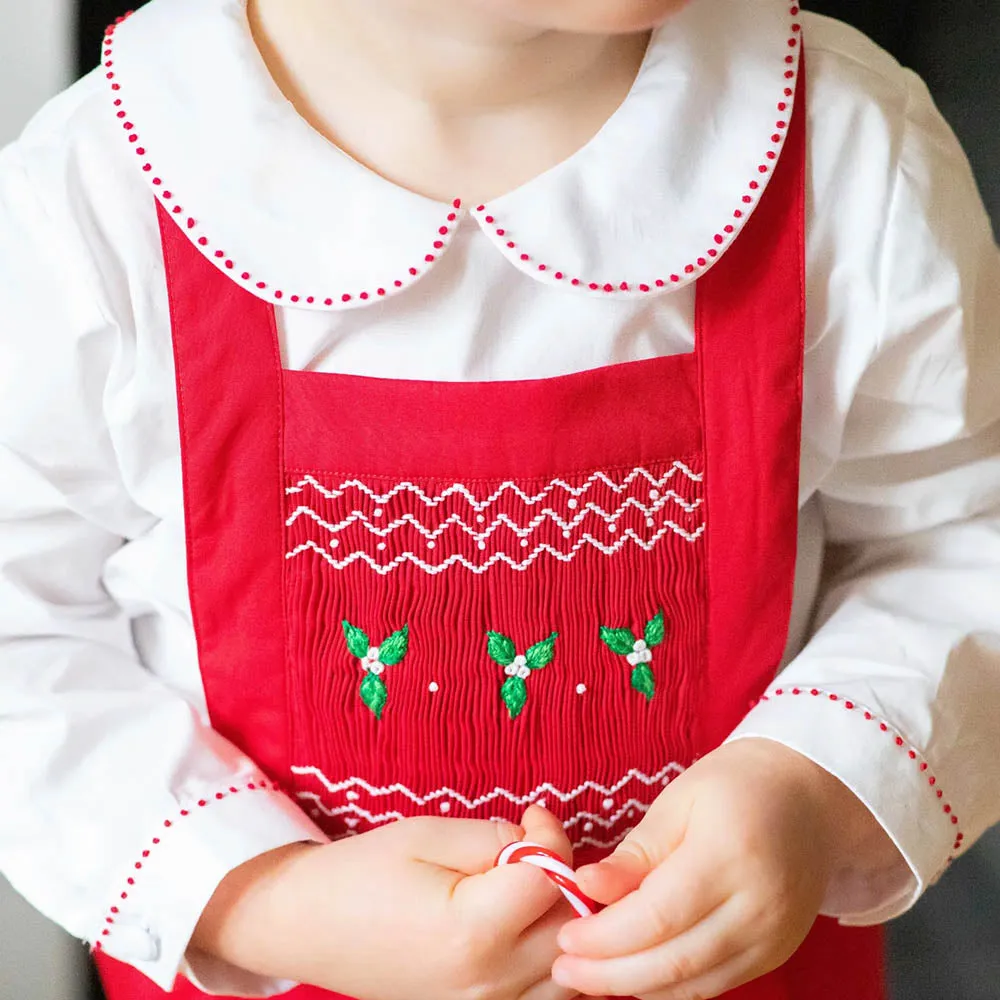 George Festive Dungaree & Shirt Set for Boys | Holiday Red