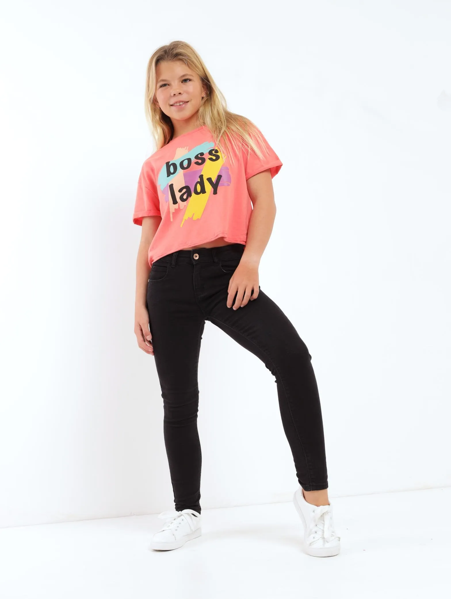 Girls Boss Lady Boxy Tee - Watermelon