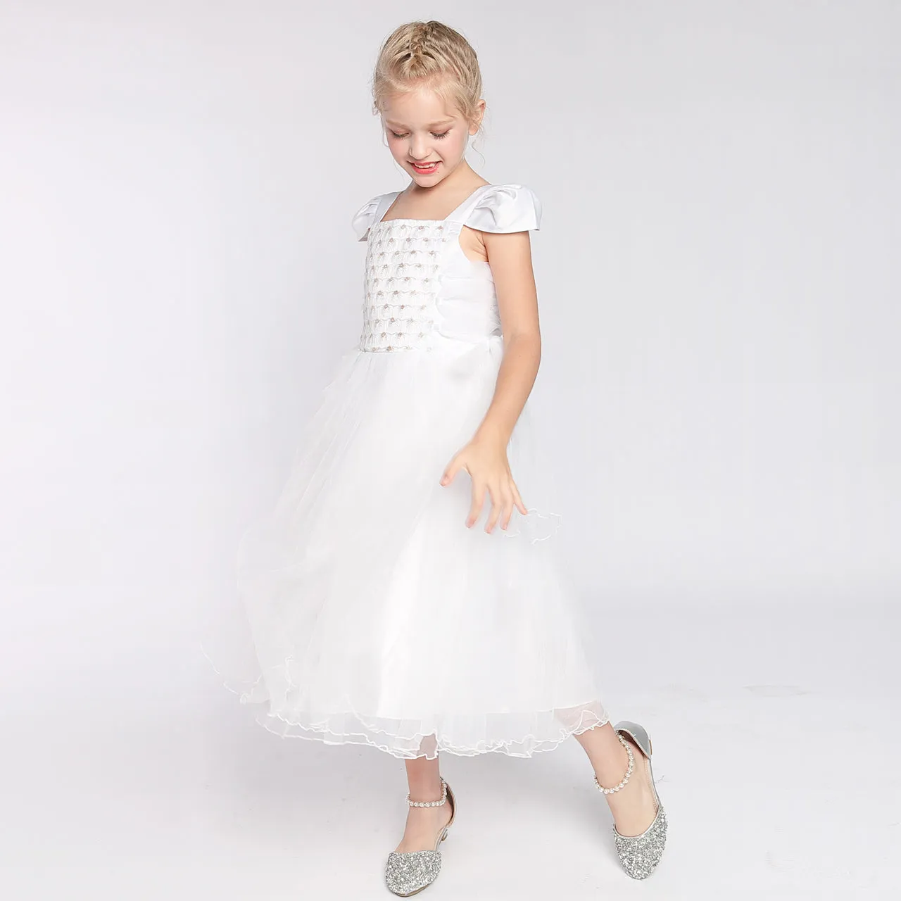 Girls Dress Cap Sleeve Wedding Party Bridesmaid Church Size 6-12 Years