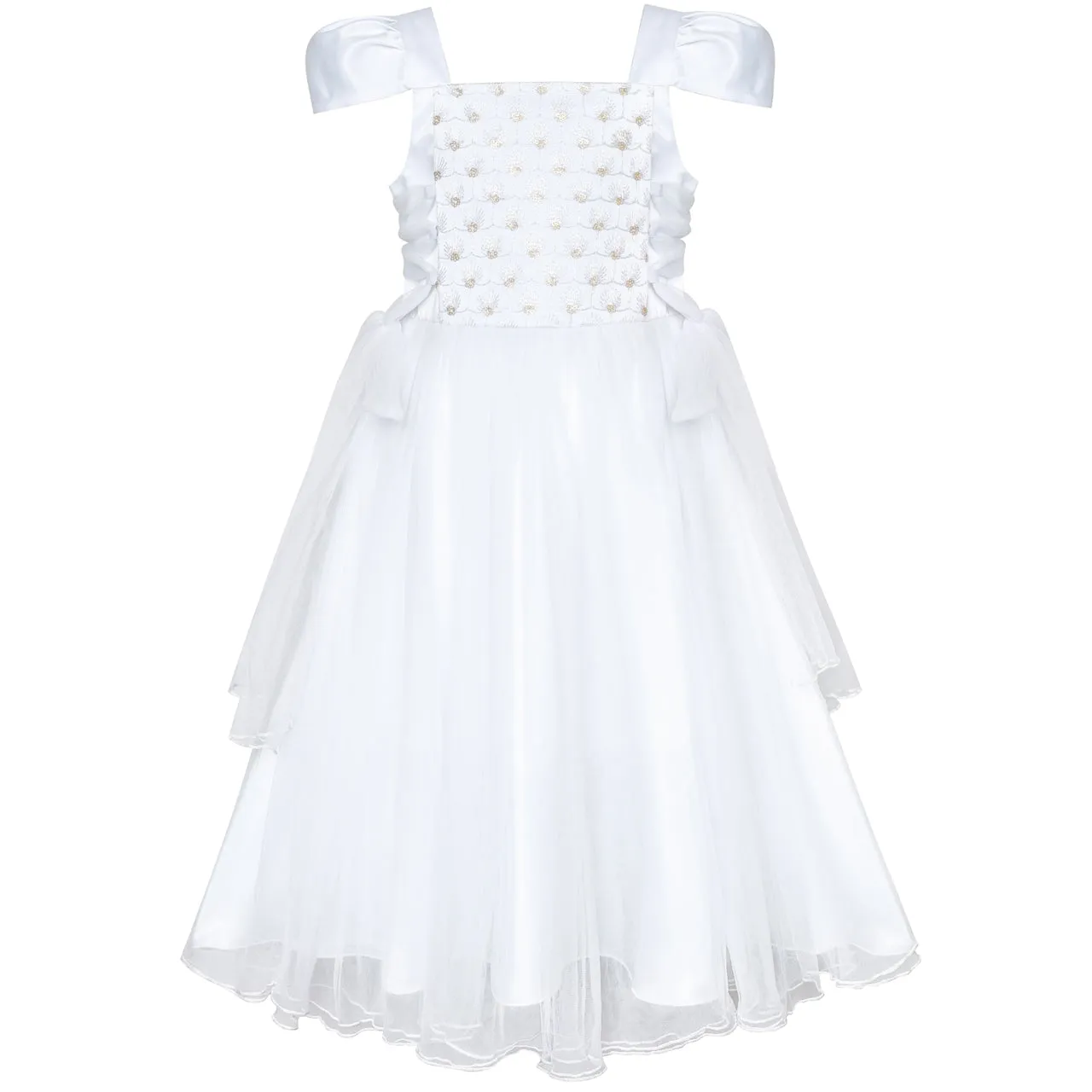 Girls Dress Cap Sleeve Wedding Party Bridesmaid Church Size 6-12 Years