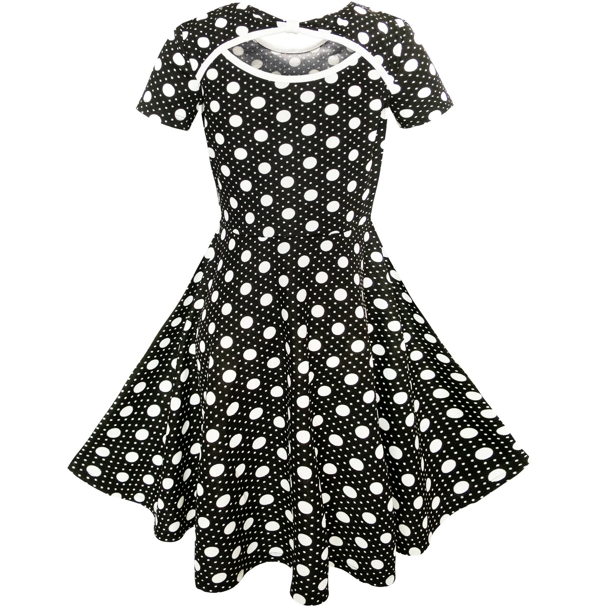 Girls Dress Tree Bird Bear Cartoon Short Sleeve Dress Size 3-12 Years
