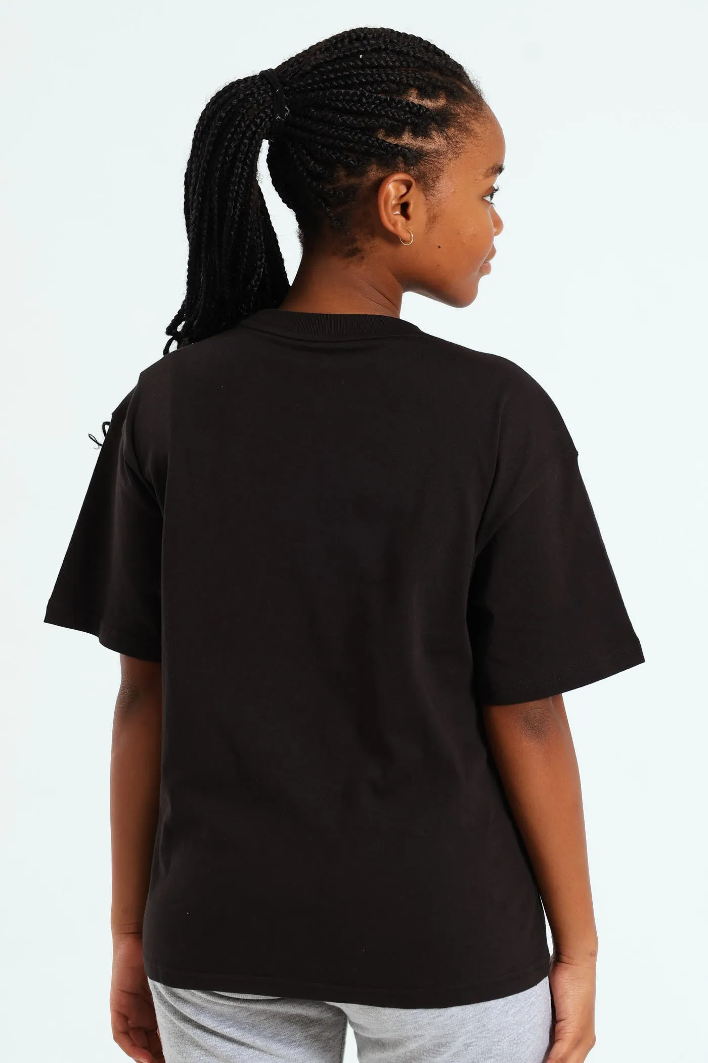 Girls Essential Boxy Tee - Black