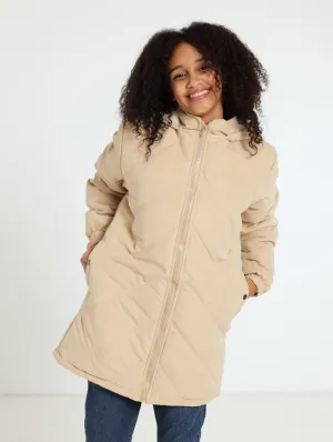 Girls Puffer Jacket - Tan