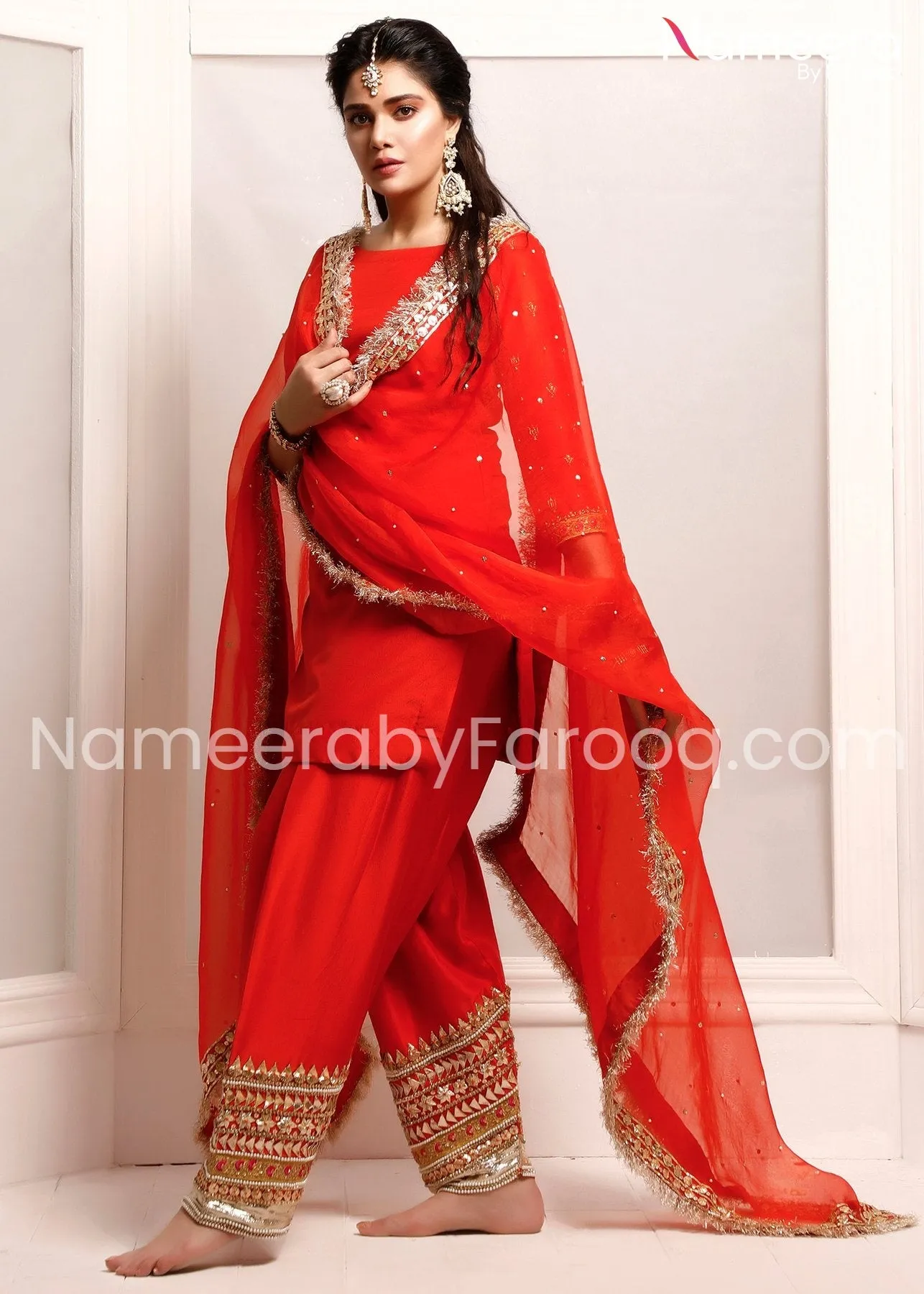 Gota work Red Salwar Kameez Wedding Wear #PN111