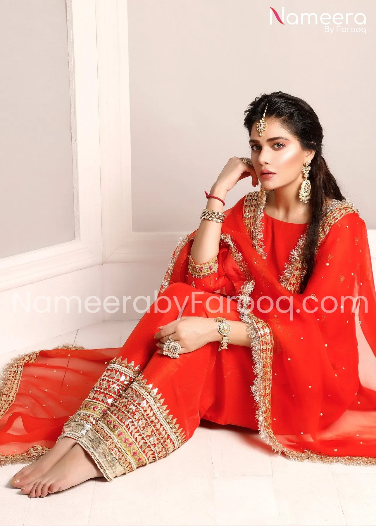 Gota work Red Salwar Kameez Wedding Wear #PN111
