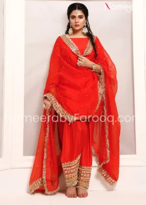 Gota work Red Salwar Kameez Wedding Wear #PN111