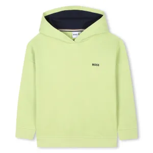 Green Printed Logo Cotton Hooded Sweatshirt