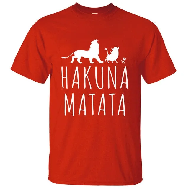 HAKUNA MATATA Men T Shirt 2019 Summer 100% Cotton High Quality Men T Shirt Slim Fit Casual Anime T-Shirt The Lion King Tops Tees
