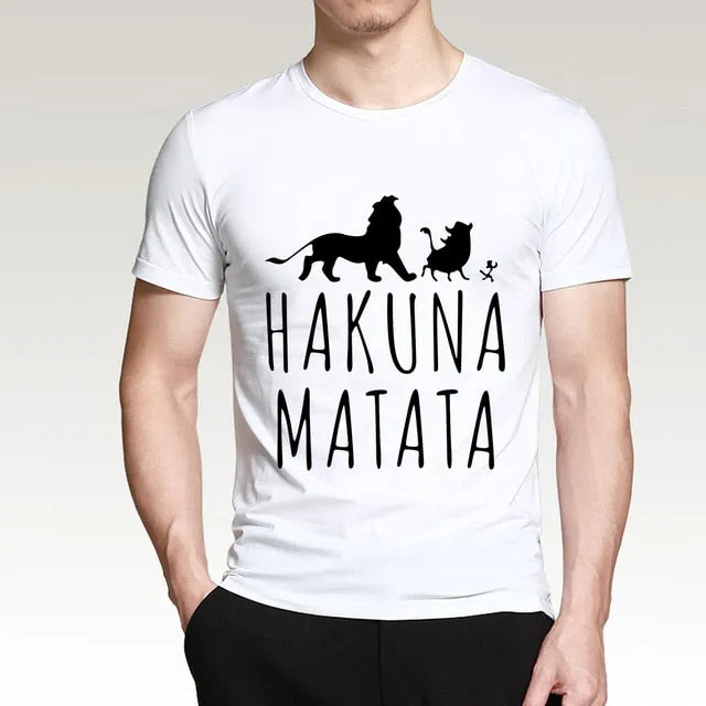 HAKUNA MATATA Men T Shirt 2019 Summer 100% Cotton High Quality Men T Shirt Slim Fit Casual Anime T-Shirt The Lion King Tops Tees