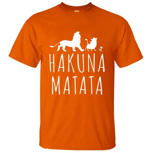 HAKUNA MATATA Men T Shirt 2019 Summer 100% Cotton High Quality Men T Shirt Slim Fit Casual Anime T-Shirt The Lion King Tops Tees