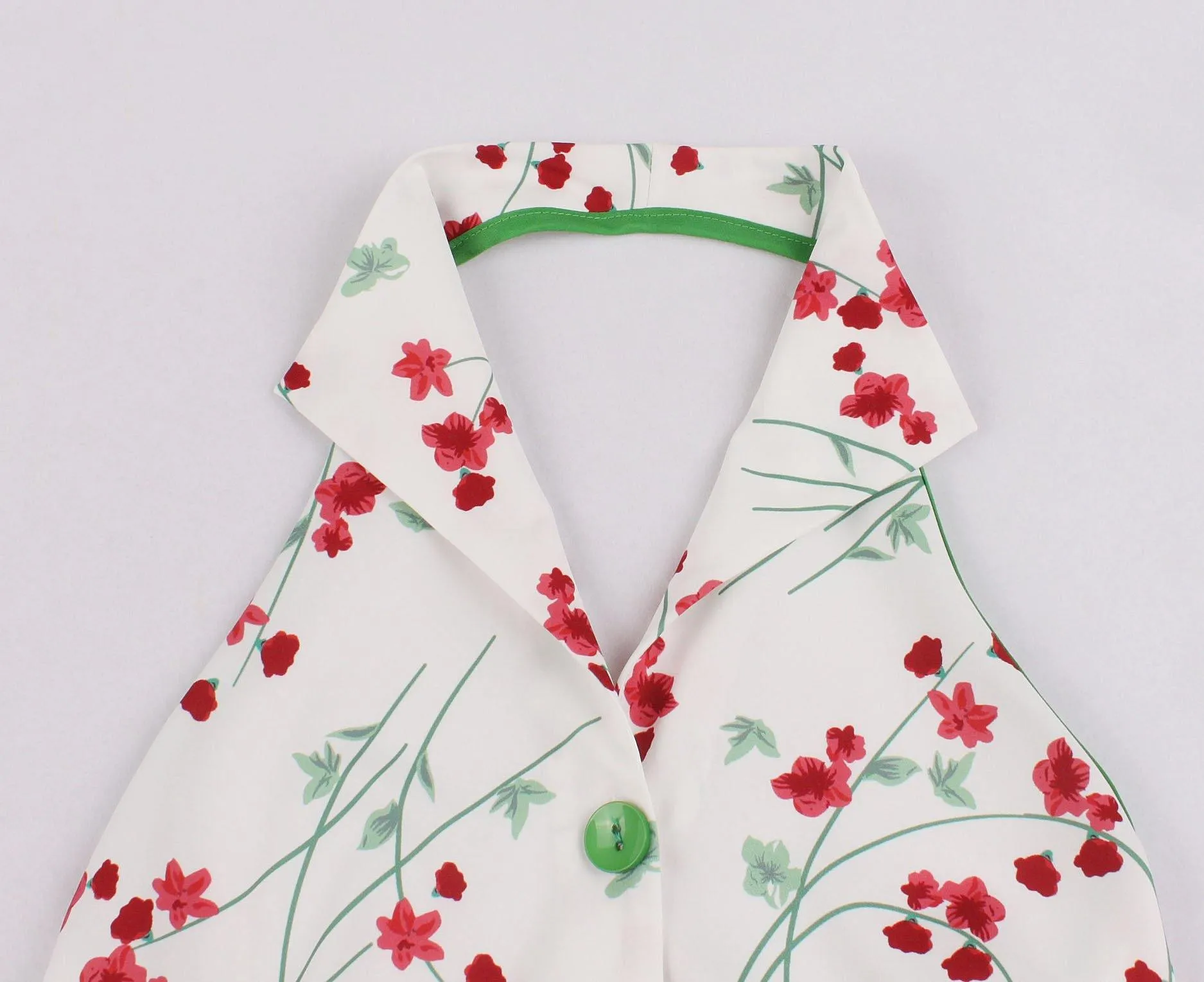 Halter Backless Floral Print Midi Length Dresses