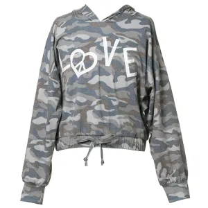 Hannah Banana Toddler Love Camo Hooded Sweatshirt - Green Multi