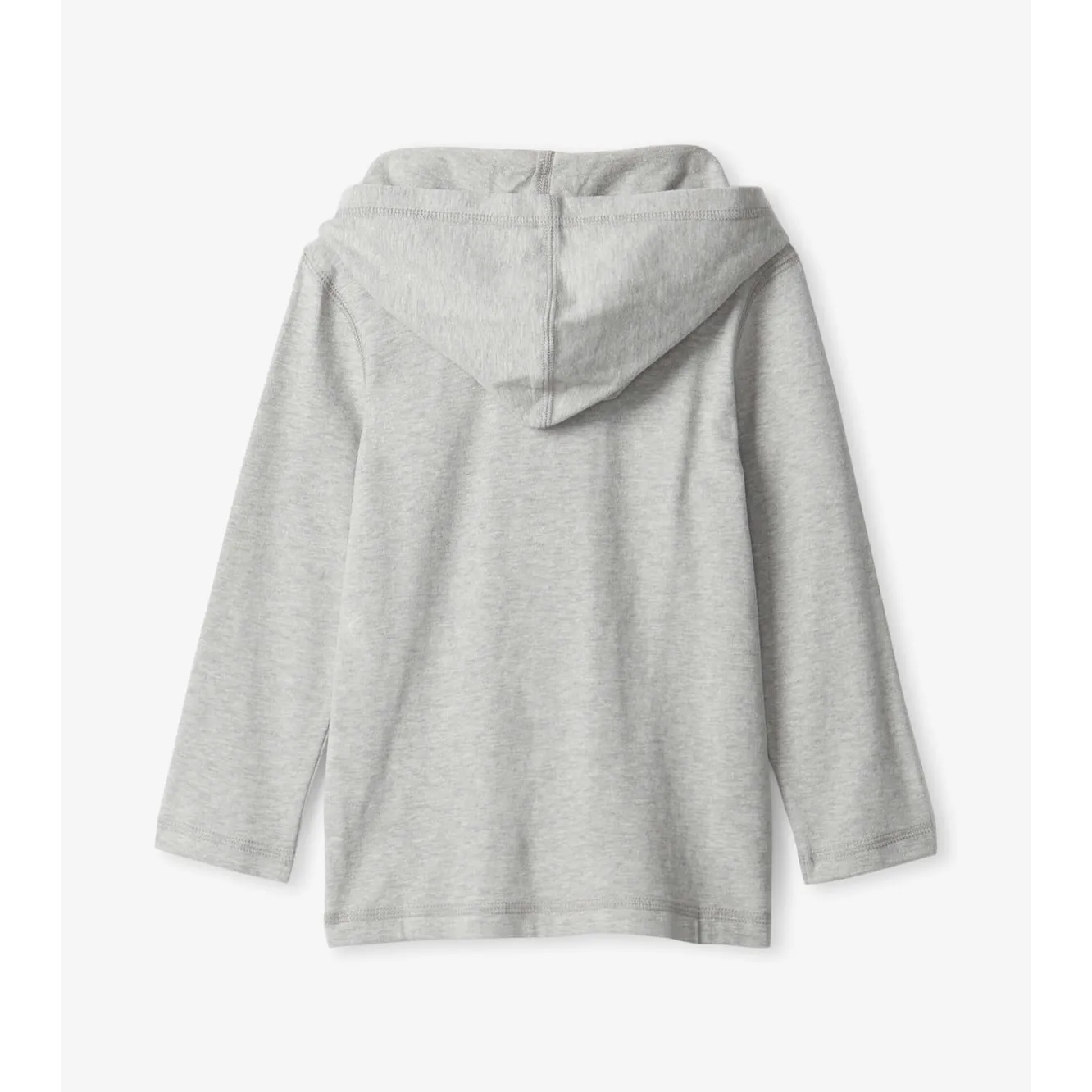 Hatley Dino Long Sleeve Hoodie Tee - Athletic Grey Melange