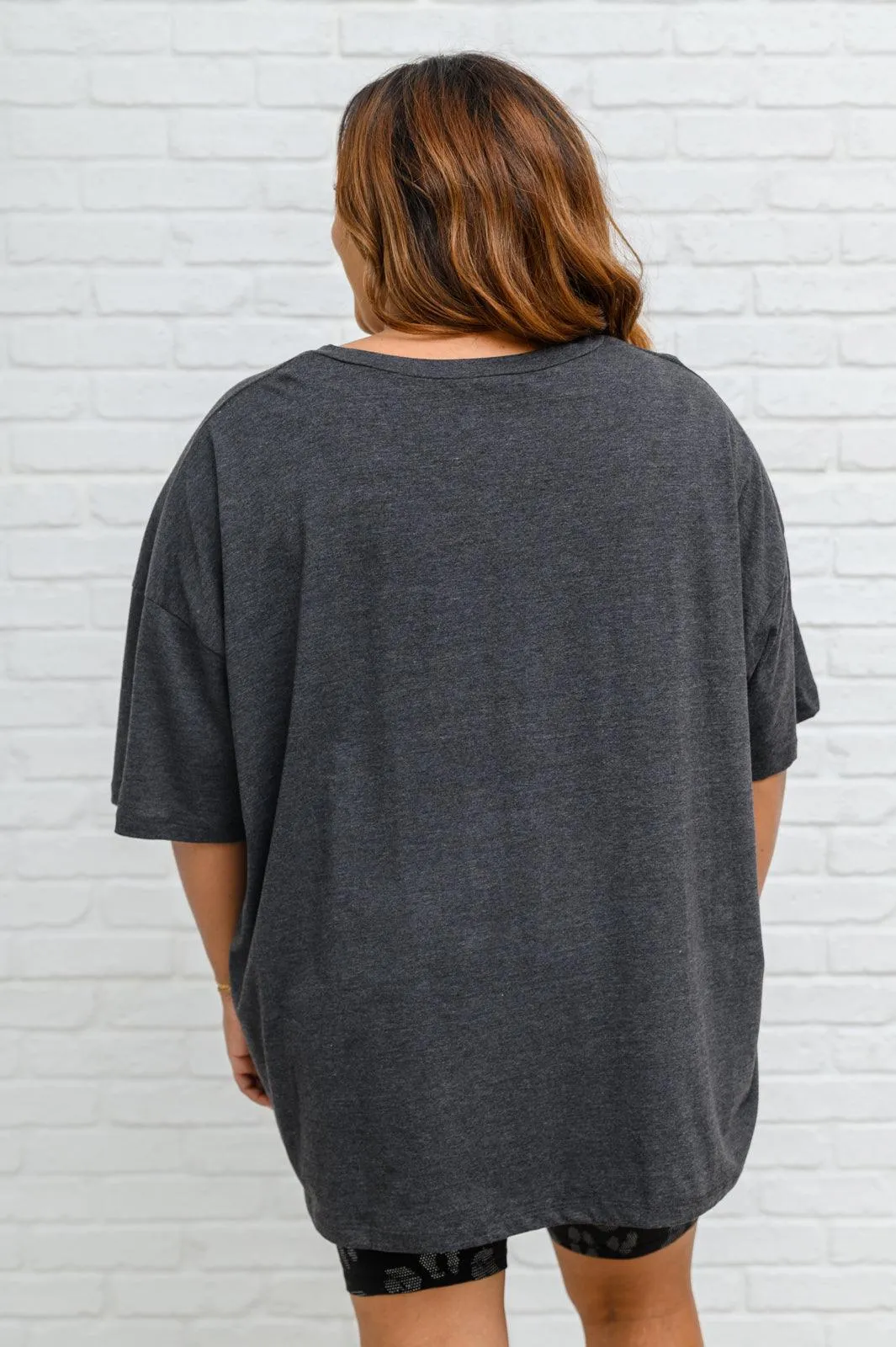 Hazel Blues® | Boxy V Neck Boyfriend Tee In Charcoal