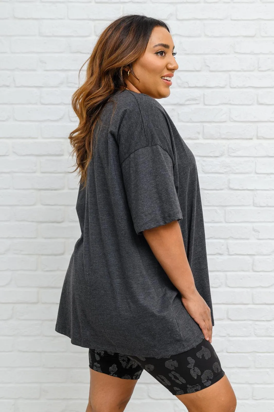 Hazel Blues® | Boxy V Neck Boyfriend Tee In Charcoal