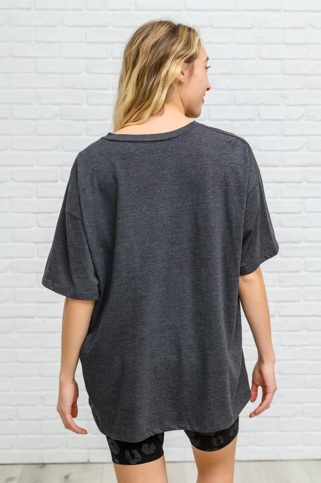Hazel Blues® | Boxy V Neck Boyfriend Tee In Charcoal