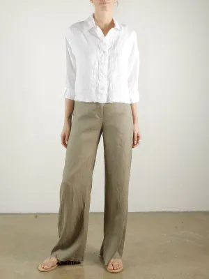 Hepburn Pant in French Linen - Olive