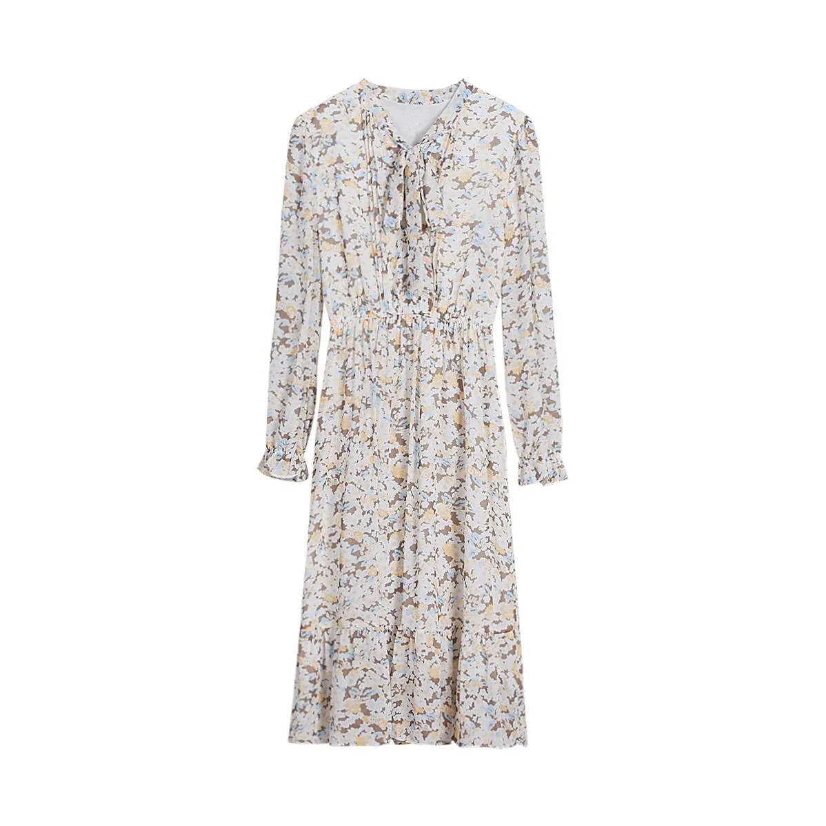 High-waisted A-line Dress in Elegant Chiffon for Women