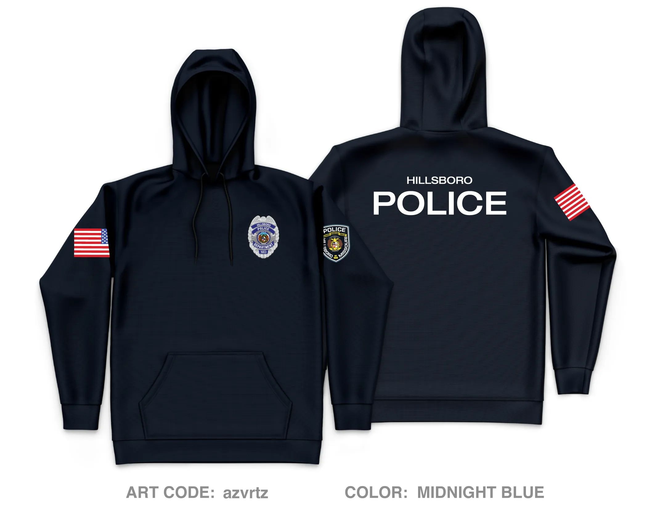 Hillsboro Police Department Core Men's Hooded Performance Sweatshirt - azvrtz