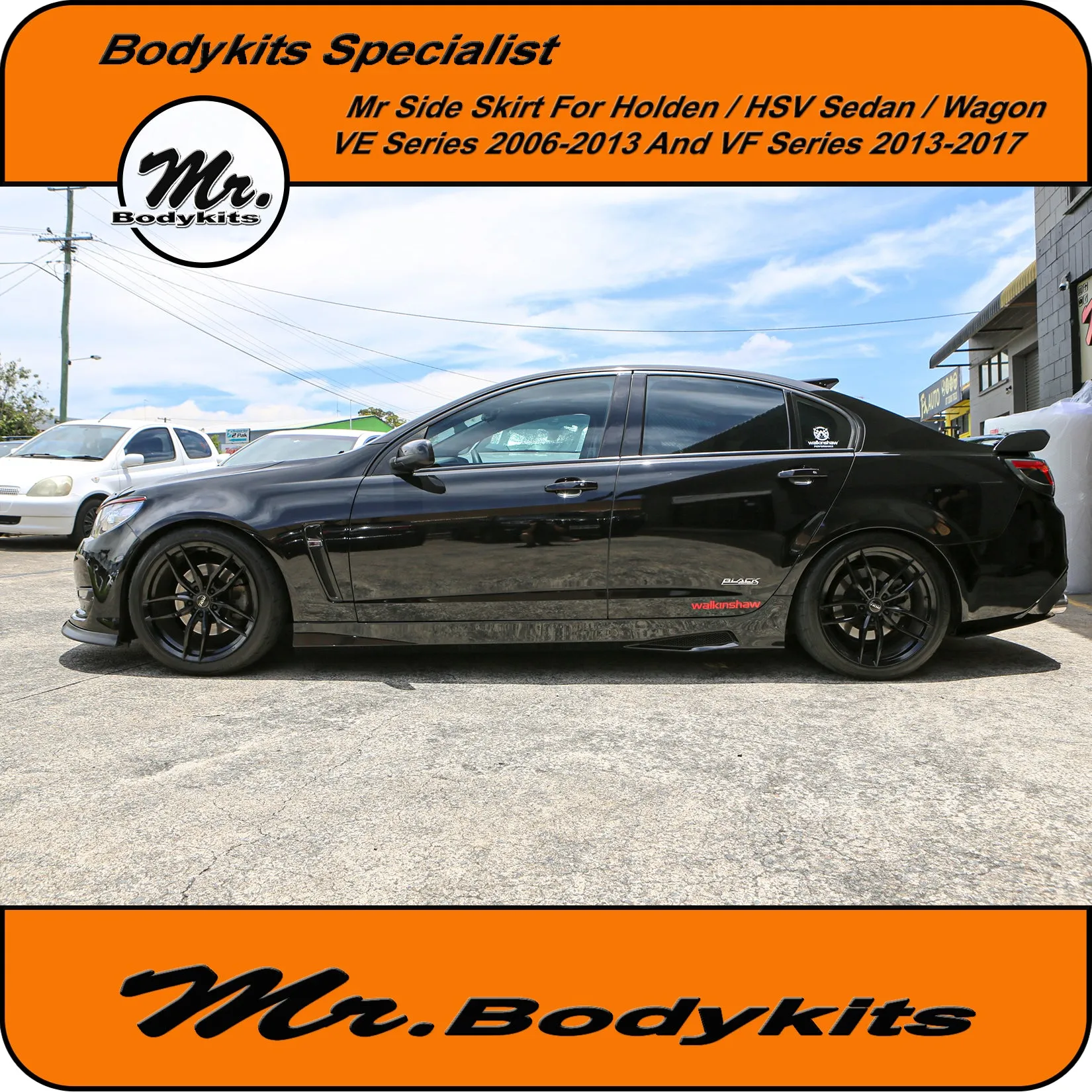 Holden VE VF Commodore / HSV Plastic Full Replacement Side Skirts (Sedan / Wagon) 2006-2017 by Mr Bodykits