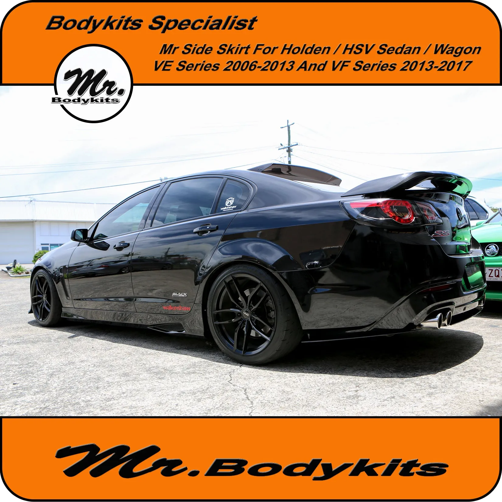 Holden VE VF Commodore / HSV Plastic Full Replacement Side Skirts (Sedan / Wagon) 2006-2017 by Mr Bodykits