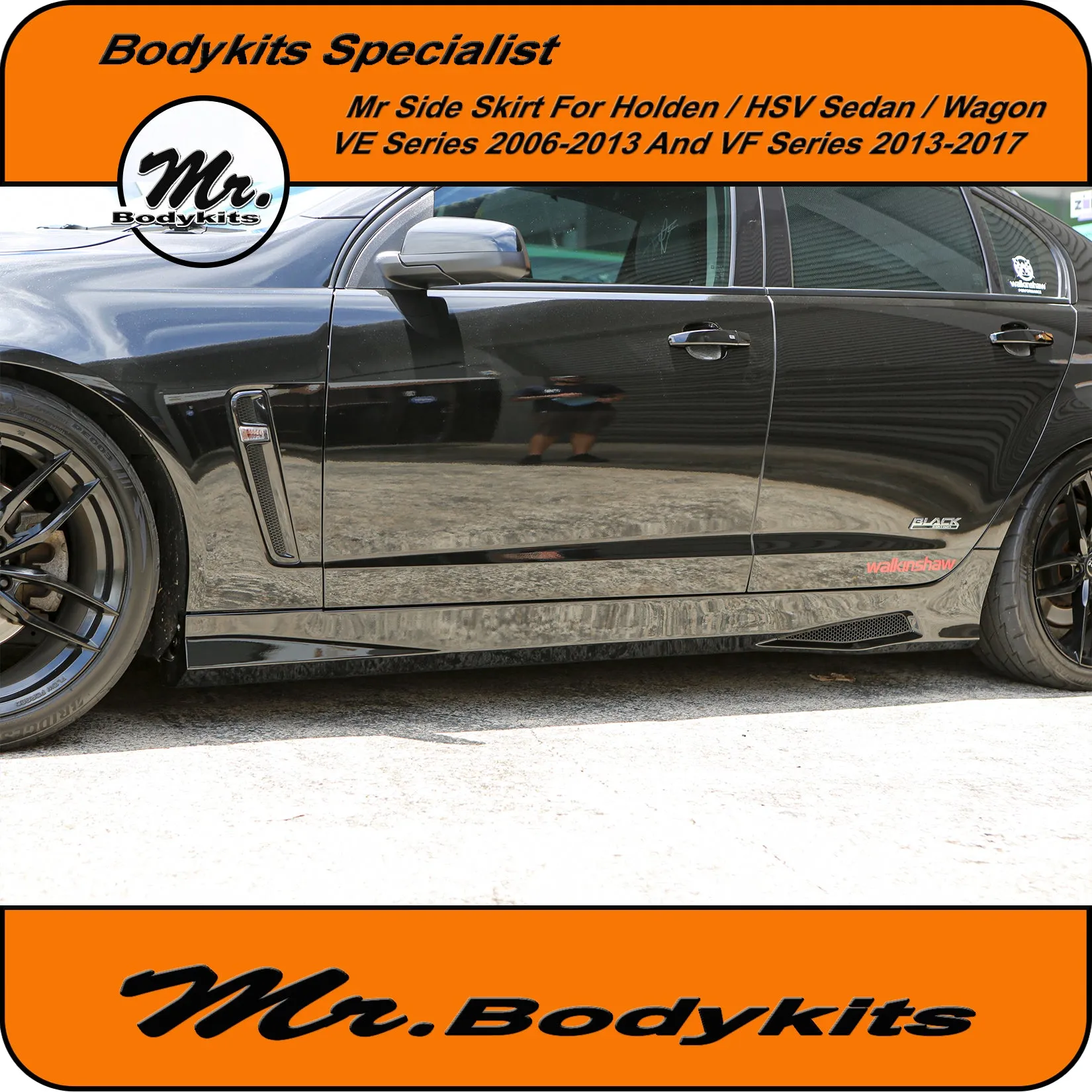 Holden VE VF Commodore / HSV Plastic Full Replacement Side Skirts (Sedan / Wagon) 2006-2017 by Mr Bodykits