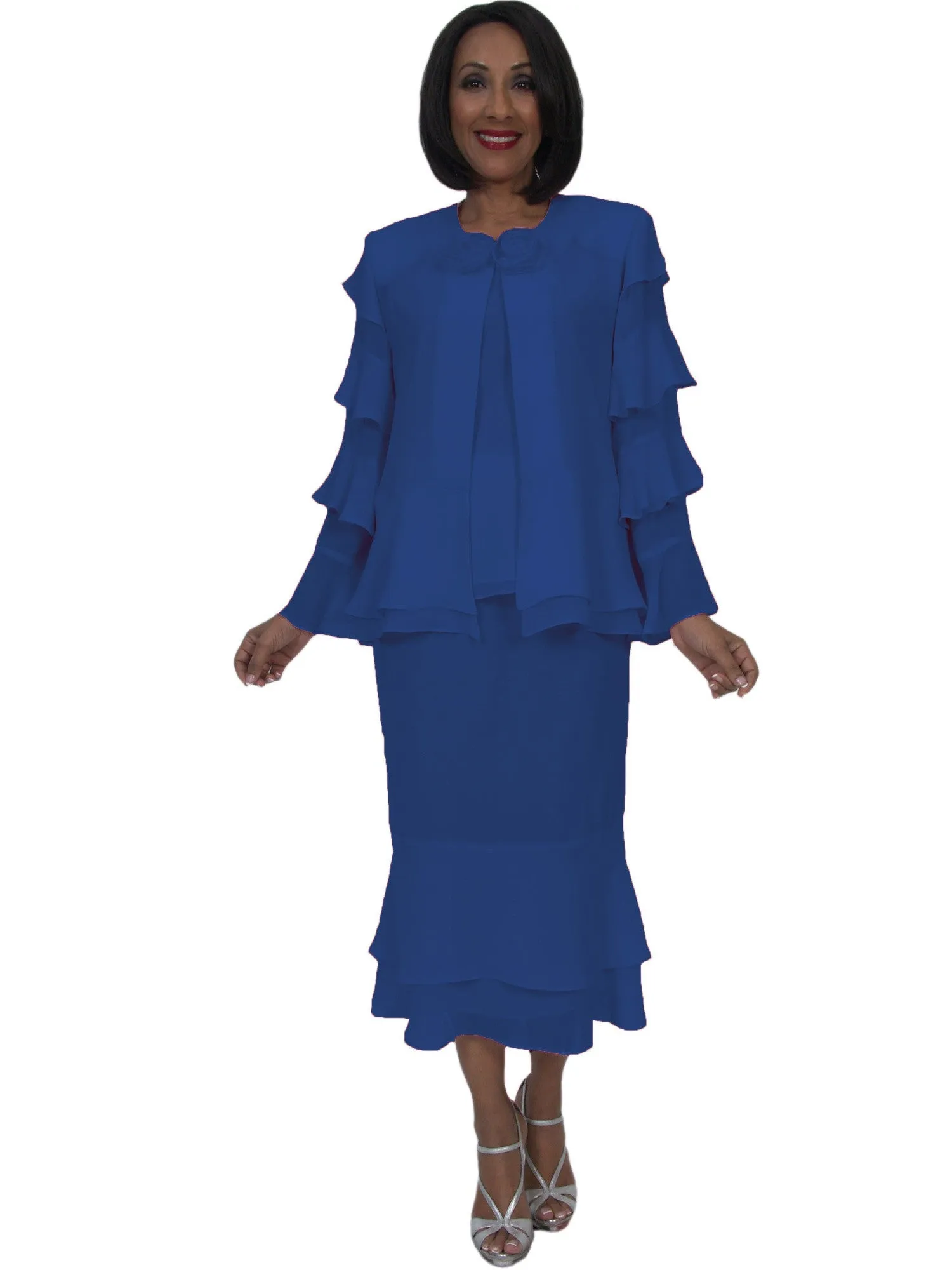 Hosanna 5543 Plus Size 3 Piece Set Tea Length Dress