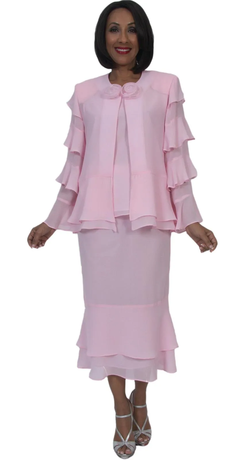 Hosanna 5543 Plus Size 3 Piece Set Tea Length Dress