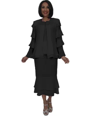 Hosanna 5543 Plus Size 3 Piece Set Tea Length Dress