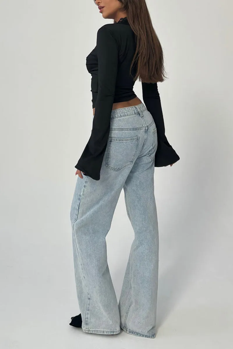 HTS1234 Lace Detail Long Sleeve Top