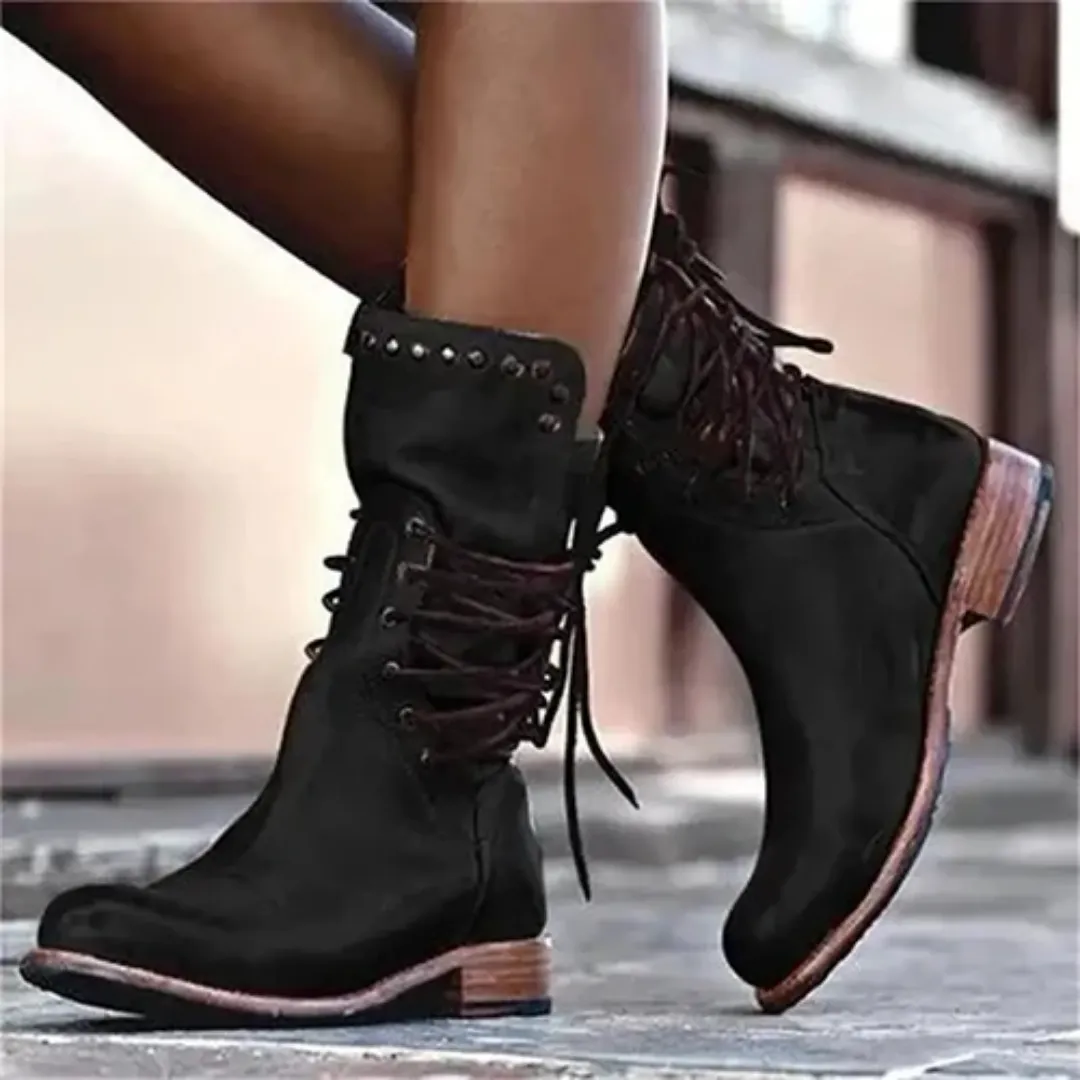 Huntley | Women Ankle High Lace Up Boots | Vintage